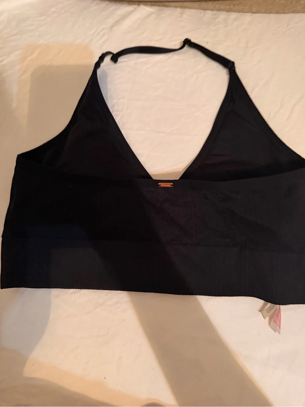 PINK VICTORIAS SECRET Black Ribbed V-Neck Bralette X-LARGE